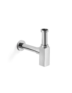 Square drain trap in chromed brass for wall-hung or sit-on washbasins