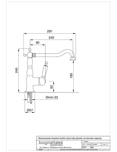 Buonatese Oxford kitchen sink mixer 6382 - Best Price