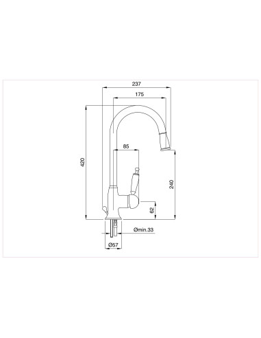 Bugnatese Oxford sink mixer with extractable hand shower 6395