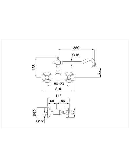 Bugnatese Princeton wall mounted sink group