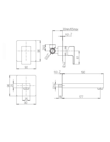 Paini DaxR wall mounted basin tap and bidet tap | Quaranta Ceramiche