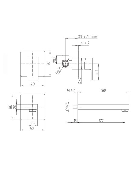 Paini DaxR wall mounted basin tap and bidet tap | Quaranta Ceramiche