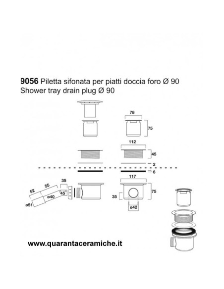 Althea piatto doccia Ito 80x80  in ceramica H5,5 cm