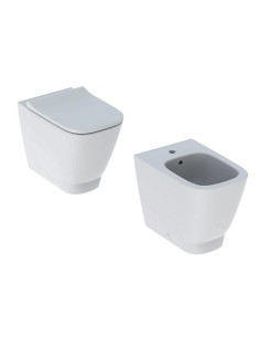 Geberit Smyle back to wall sanitary ware, rimfree toilet, bidet and soft toilet seat