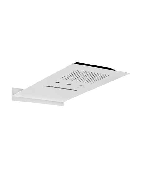 Soffione a parete con cromoterapia in acciaio inox 2 getti e 3 led 530x300