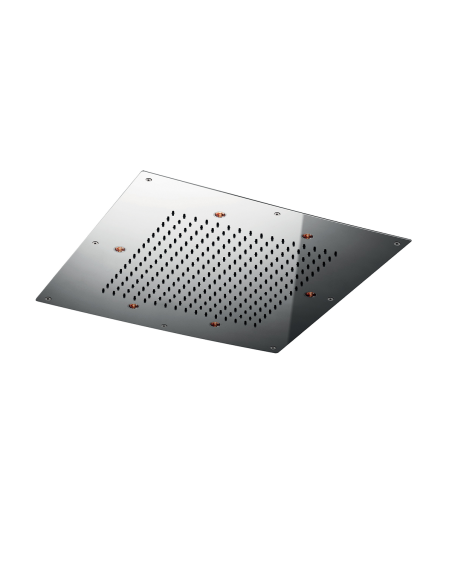Soffione con cromoterapia da incasso in acciaio inox 1 getto e 6 led 500x500