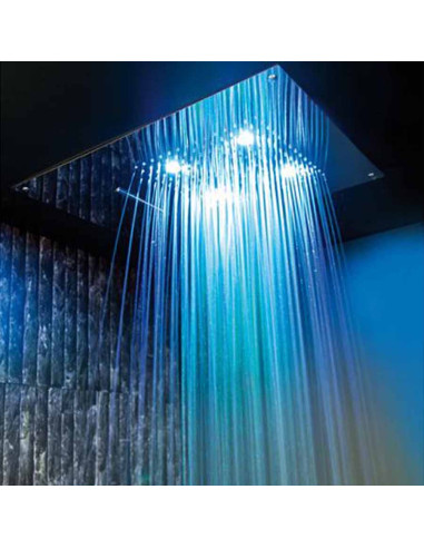 Soffione con cromoterapia da incasso in acciaio inox 1 getto e 4 led 400x400