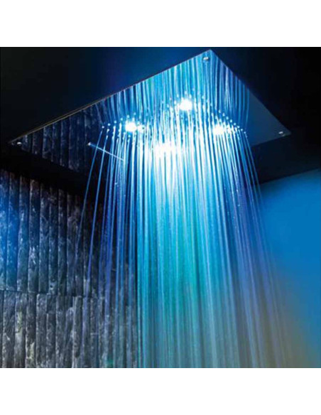 Soffione con cromoterapia da incasso in acciaio inox 1 getto e 4 led 400x400