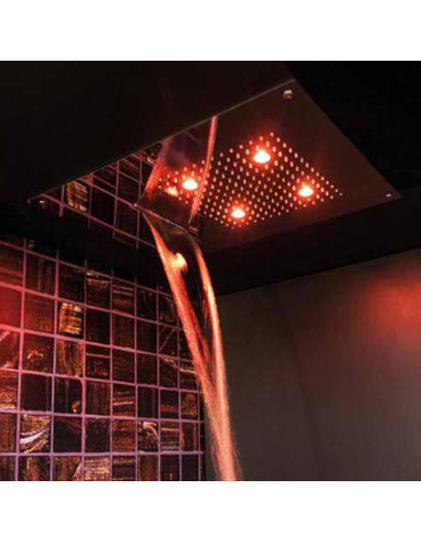 Soffione con cromoterapia da incasso in acciaio inox 1 getto e 6 led 500x500