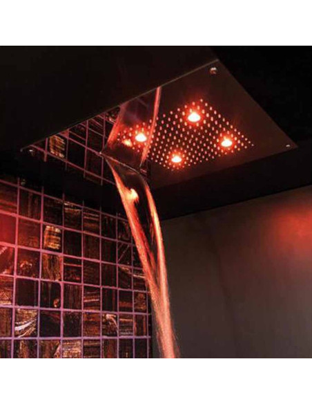 Soffione con cromoterapia da incasso in acciaio inox 1 getto e 6 led 500x500