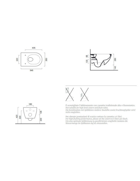 Suspended sanitary ware Catalano Sfera 54 New flush