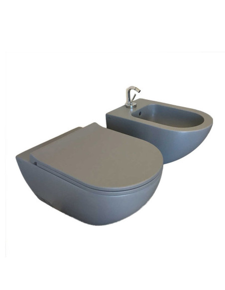 Cielo Enjoy FROST COLOUR Wall hung toilet, bidet, seat | Quaranta Ceramiche