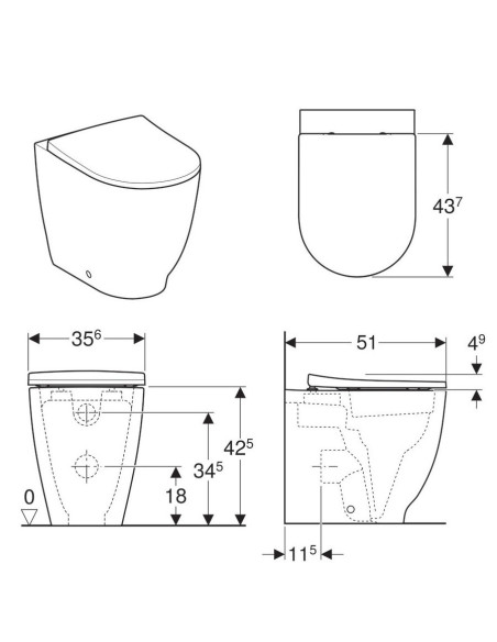 Rimfree Acanto Geberit back to wall WC with soft seat cover