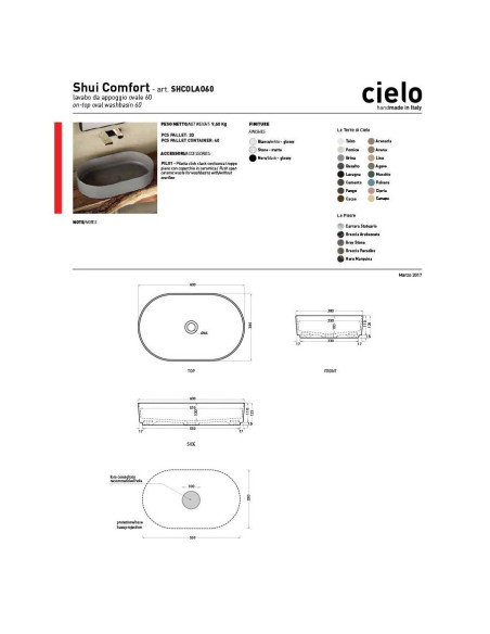 Cielo Shui Comfort countertop oval basin | Quaranta Ceramiche