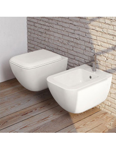 Cielo Shui Comfort Wall Hung Toilet, bidet and seat | Quaranta Ceramiche