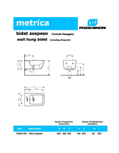 Geberit Metrica Wall Hung Toilet, bidet and soft close seat - Quaranta Ceramiche