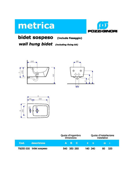 Geberit Metrica Wall Hung Toilet, bidet and soft close seat - Quaranta Ceramiche