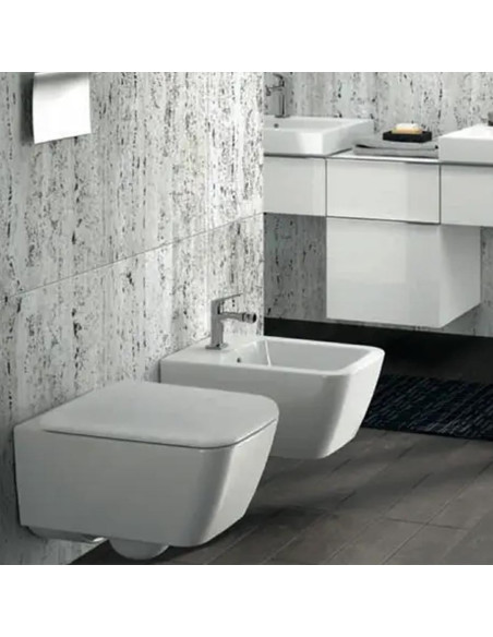 Geberit Metrica Wall Hung Toilet, bidet and soft close seat - Quaranta Ceramiche