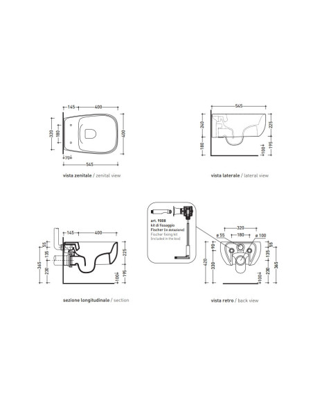 Suspended sanitary ware Flaminia Fluo goclean vase, bidet and slowed pot cover