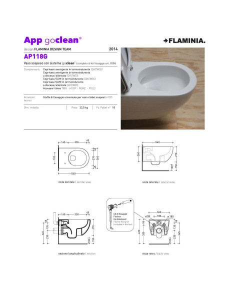 Flaminia App Wall Hung Goclean toilet, bidet, seat | Quaranta Ceramiche
