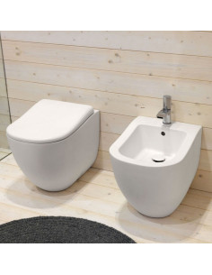 Cielo Fluid Back To wall toilet, bidet, seat FLVA + FLBI | Quaranta Ceramiche