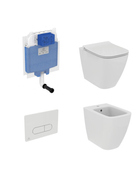 Ideal Standard i.Life B back to wall sanitary ware, Prosys wall hung toilet module and Oleas M1 plate