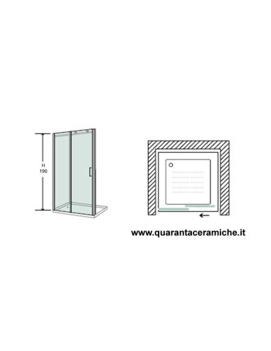 Nolan nicchia scorrevole 140 cm cristallo stampato 6mm altezza 185 cm