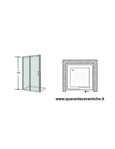 Nolan nicchia scorrevole 140 cm cristallo stampato 6mm altezza 185 cm