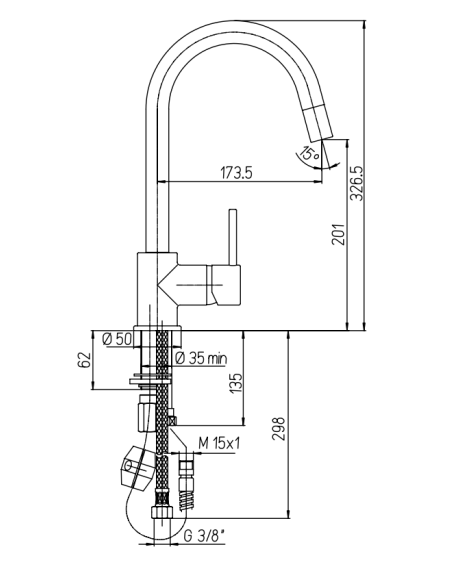 Paini Cox Single lever kitchen tap pull out spray | Quaranta Ceramiche