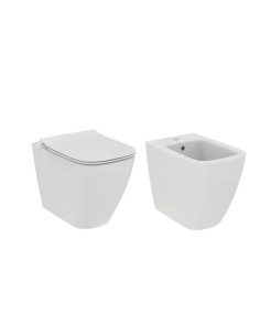 Ideal Standard i.Life B back to wall sanitary ware, RimLS+ transposed toilet, bidet and soft toilet seat