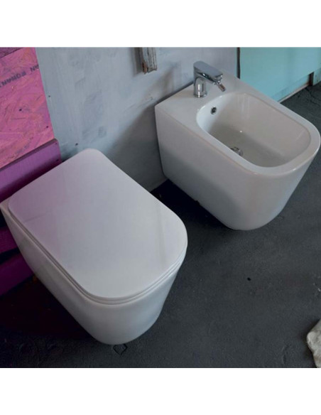 Kerasan Tribeca back to wall sanitary ware Norim toilet seat bidet slim soft close