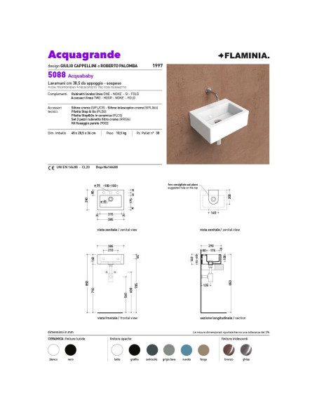 Flaminia 5088 Acquababy Basin | Quaranta Ceramiche