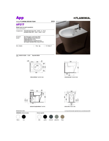 Flaminia App Back to wall Toilet, bidet and seat | Quaranta Ceramiche