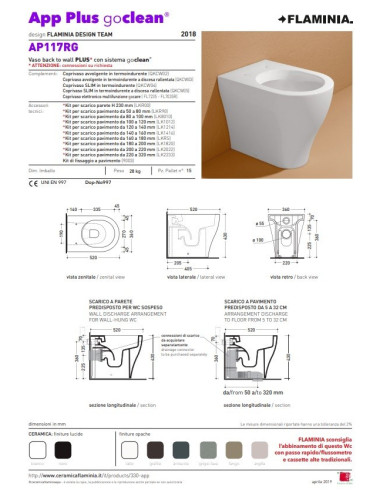 Flaminia App Back to wall Toilet, bidet and seat | Quaranta Ceramiche