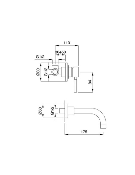 Bugnatese -Kobuk -Mischbatterie und Waschbecken  -2245-Quaranta Ceramiche