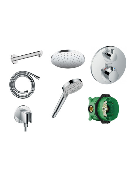 Hansgrohe Ecostat S Kit Mixer, shower head, arm, hand shower, holder and hose