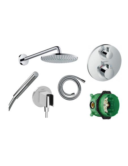 Hansgrohe Ecostat S Radiance Shower Kit Mixer, shower head, arm, hand shower