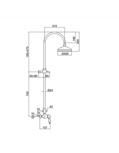 Bugnatese Oxford Complete shower set 6336C | Quaranta Ceramiche