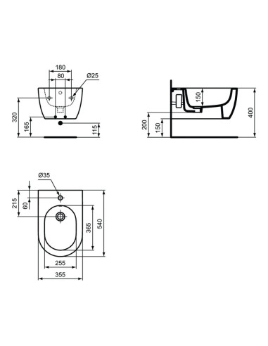 Sanitari sospesi Ideal Standard Tesi vaso AquaBlade bidet e coprivaso rallentato