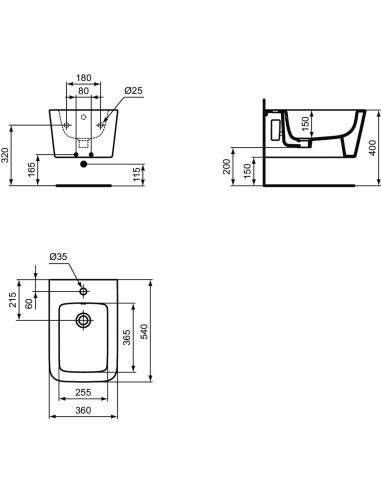 Ideal Standard Blend Cube wall hung bidet