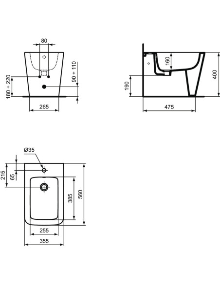 Ideal Standard Blend Cube back to wall bidet T368901