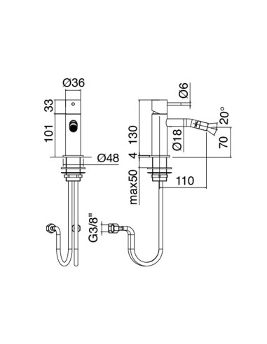 Zazzeri Z316 Stainless Steel AISI316 wall mounted Basin and bidet taps 33008113A00 33001201A00