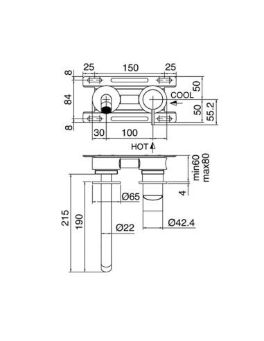 Zazzeri Z316 Stainless Steel AISI316 wall mounted Basin and bidet taps 33008113A00 33001201A00