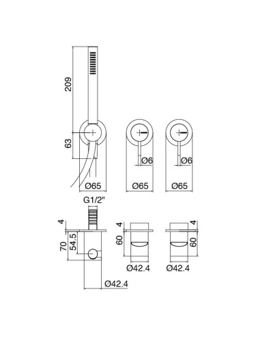 Zazzeri Z316 Stainless Steel AISI316 shower harm wit shower head, shower hand and shower mixer