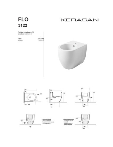 Kerasan Flo 56 Back To wall toilet, bidet, seat | Quaranta Ceramiche
