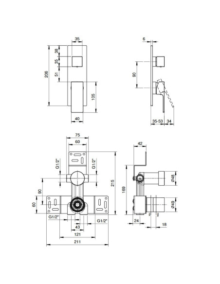 Fantini Mint Taps set  F004WF + F008F + F085B