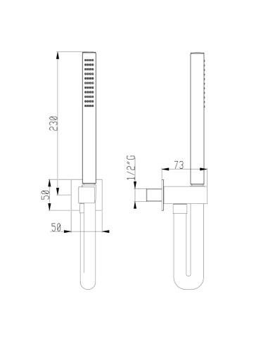 Shower head 250x250 mm, shower harm 350mm and shower hand