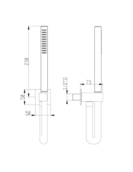 Shower head 250x250 mm, shower harm 350mm and shower hand
