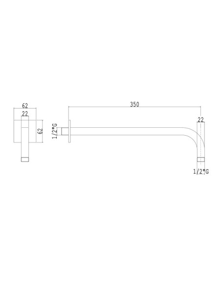 Shower head 250x250 mm, shower harm 350mm and shower hand