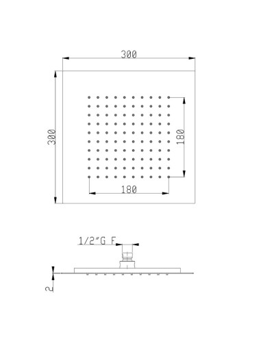 Shower head 300x300  mm, shower harm 350mm and shower hand